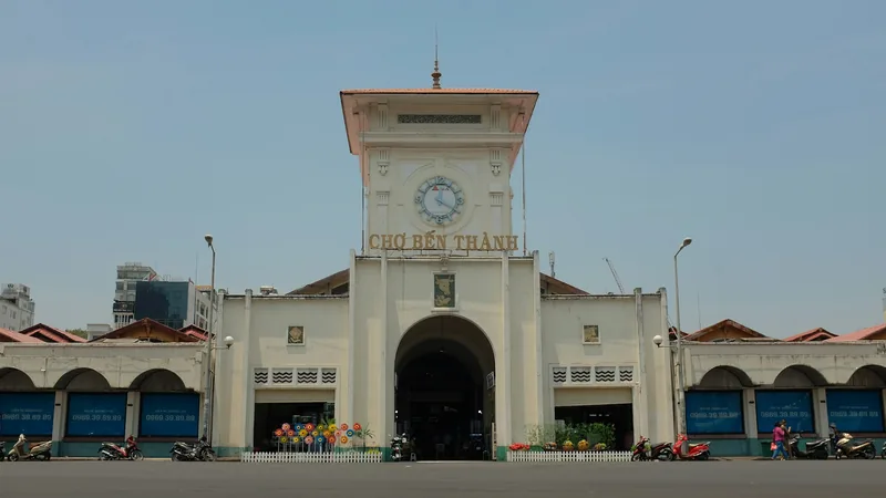 The front gate and clock tower of Ben Thanh Market, Ho Chi Minh City